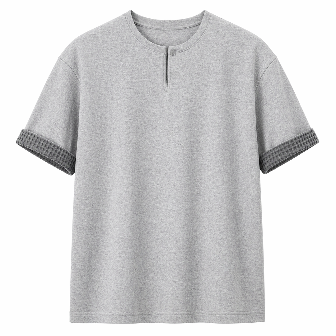Herre Henley t-skjorte, 260g, med tydelige rutete detaljer. Løs passform for en avslappet, moderne stil.