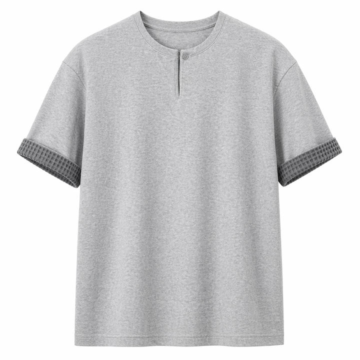 Herre Henley t-skjorte, 260g, med tydelige rutete detaljer. Løs passform for en avslappet, moderne stil.