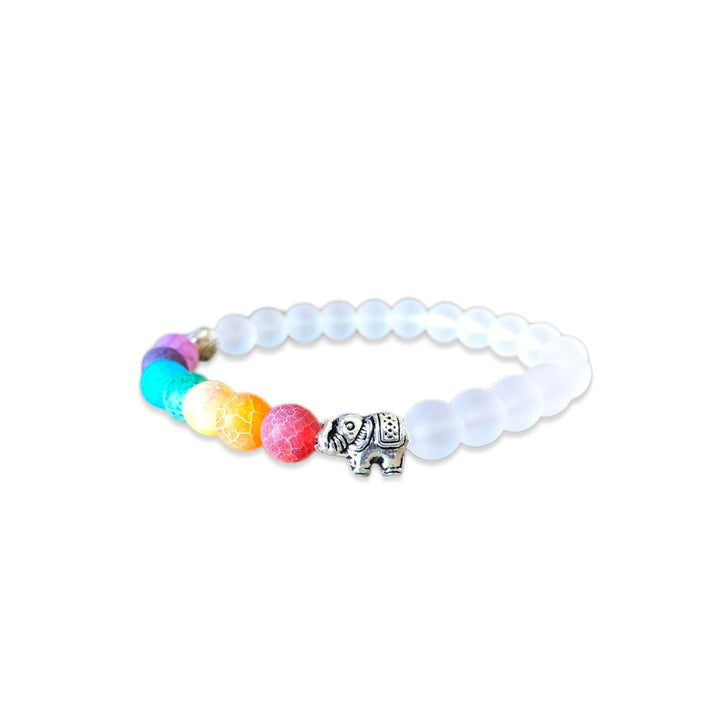 Kvinner 7 Chakra armbånd med elefant anheng. Energi krystaller for balanse, velvære smykker.