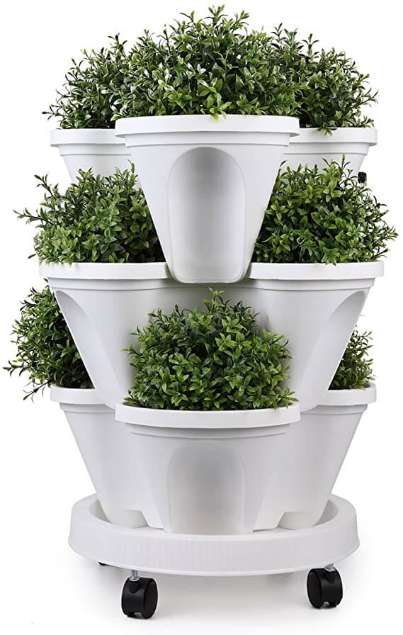 Jordbærstabling plantepotter for vertikal hage. Perfekt for dyrking av friske jordbær på balkong eller terrasse.