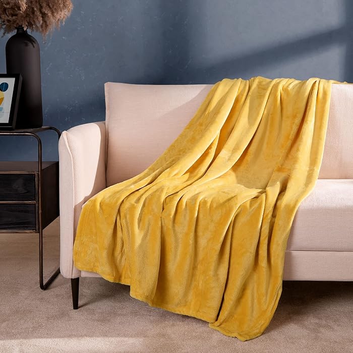 Varmt og lunt ensfarget polyester teppe, et mykt rektangulært pledd som skaper koselig atmosfære i stuen/soverommet.