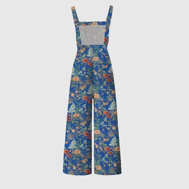 Trendy blomstret vidbeins jumpsuit for kvinner, et komfortabelt og moteriktig valg.