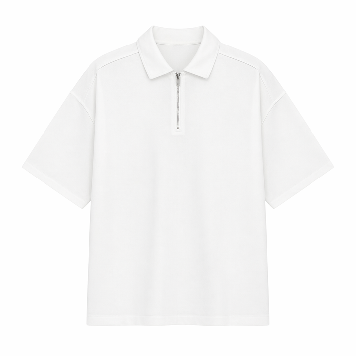 Hverdagsskjorte: Herre half-zip poloskjorte i 210g bomull, stilig og komfortabel for enhver anledning.