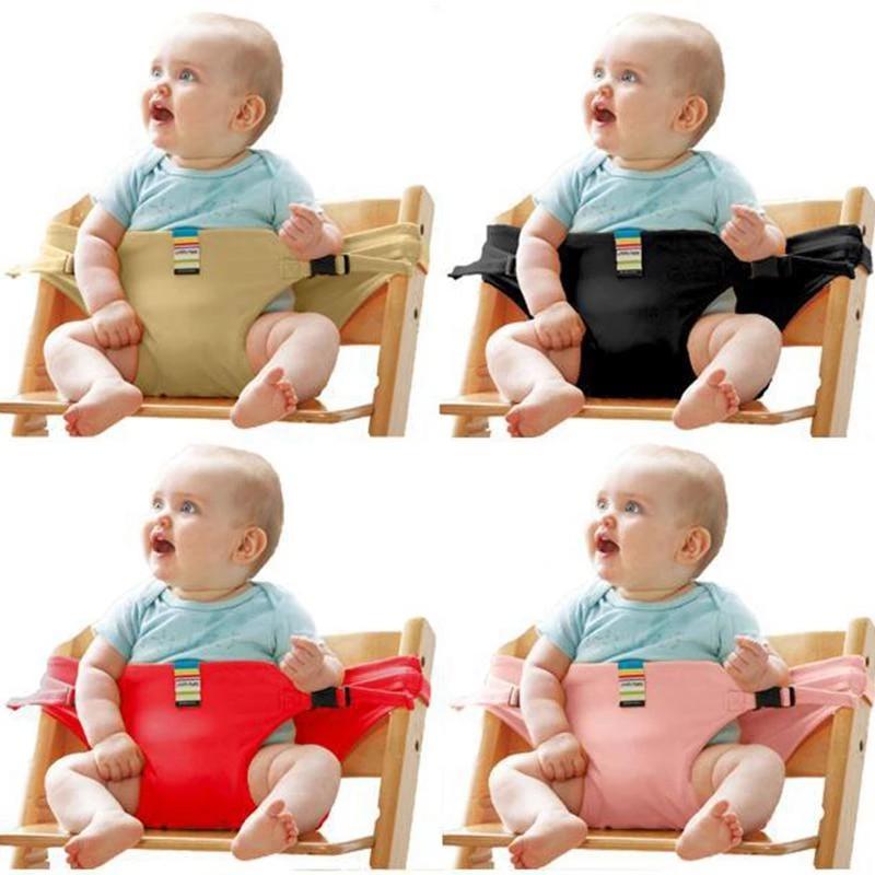Detaljbilde av baby spisestol sele med solide spenner og justerbare stropper for maksimal sikkerhet.