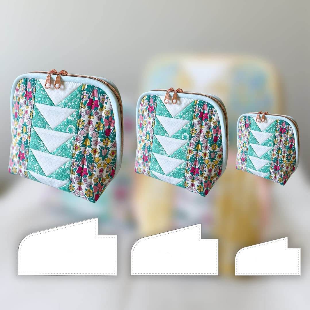 Detaljert akryl mønstersett for å sy unike vesker. Perfekt DIY prosjekt for søm og quilting entusiaster.