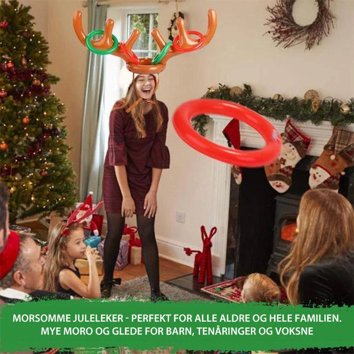 Interaktivt oppblåsbart julespill: Reinsdyr gevir ringkast for festlig moro.