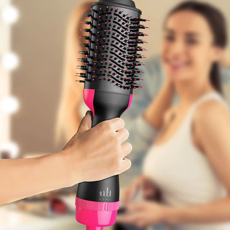 2-i-1 varmluftbørste for hårstyling, volum og glans. Bruker negativ ion-teknologi for å redusere frizz.