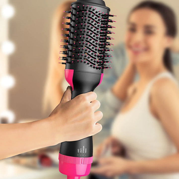 2-i-1 varmluftbørste for hårstyling, volum og glans. Bruker negativ ion-teknologi for å redusere frizz.