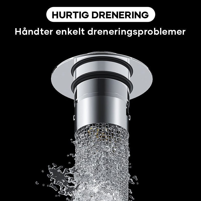 Avløpssil og hårfanger for universell bruk. Pop-up design for effektiv beskyttelse mot tilstopping.