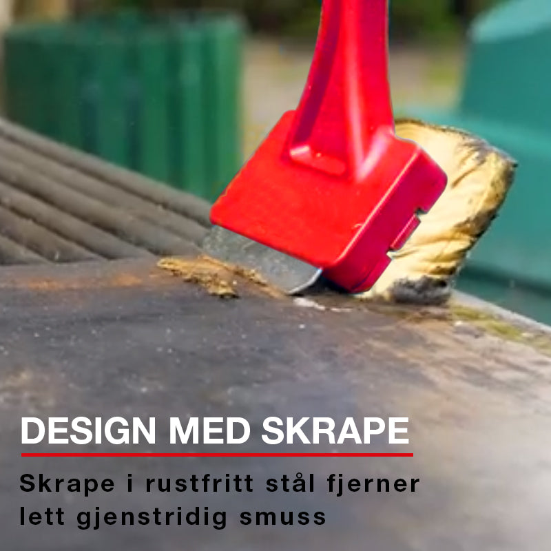 Effektiv grillrensebørste med innebygd damp, ideell for grundig og rask rengjøring av grillen.
