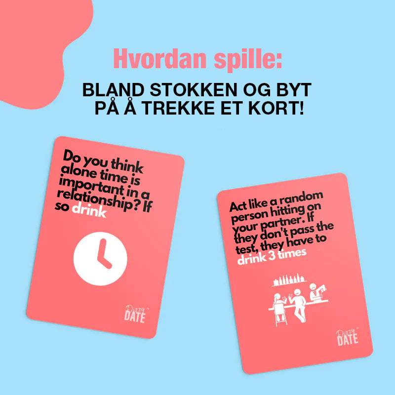 SVIMMEL DATO kortspill på bordet. Skaper magisk stemning for par på en spesiell datekveld.