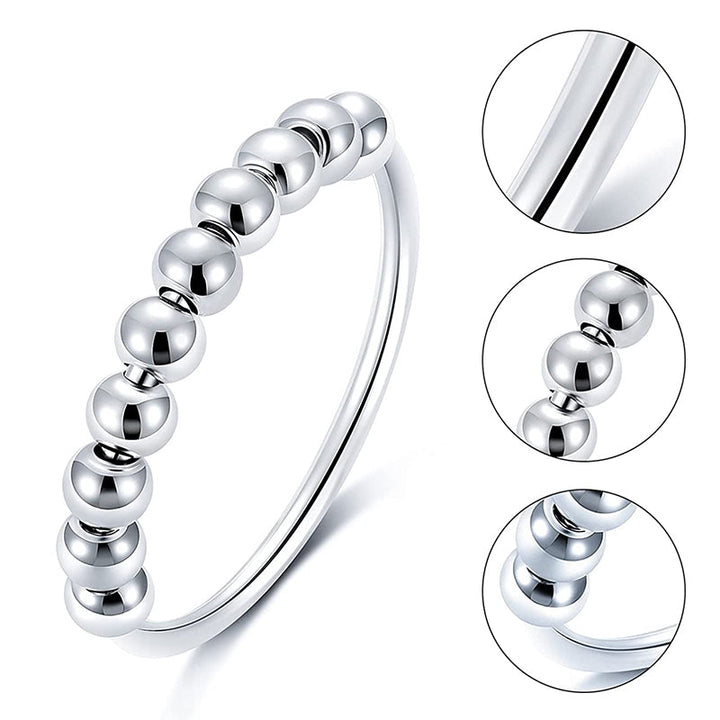 Beroligende fidget ring i sølv, justerbar og unisex. Ideell for mental helse og angstreduksjon.