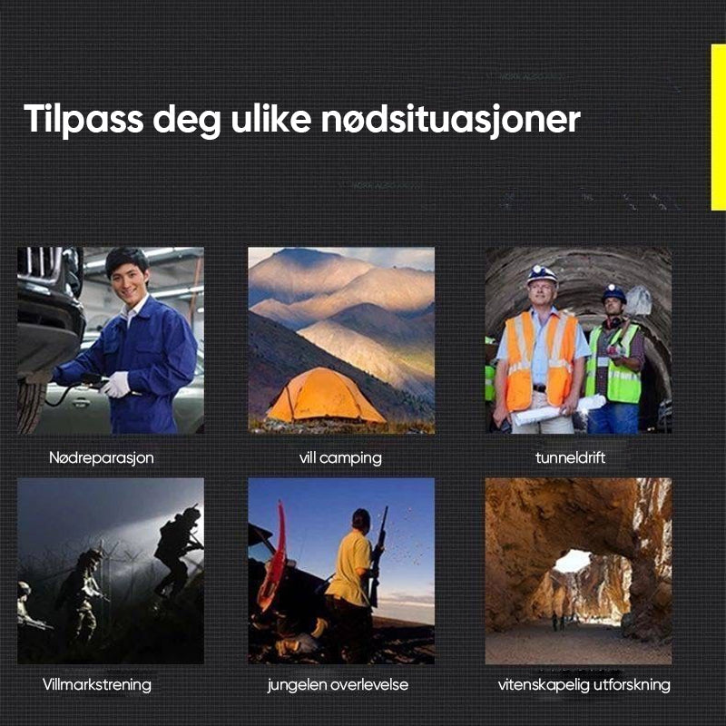 Slitesterk taktisk LED-lommelykt i aluminium, vanntett og støtsikker, for pålitelig belysning utendørs og camping.