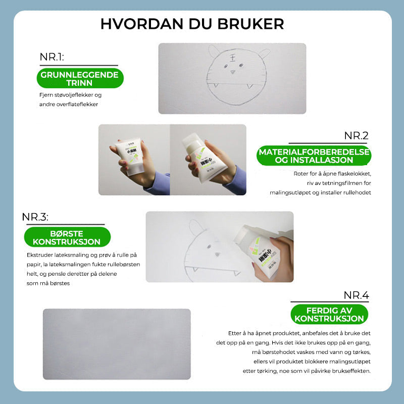Perfekt, jevn veggflate etter bruk av veggreparasjonspasta. Et rent og friskt resultat for ditt hjem.