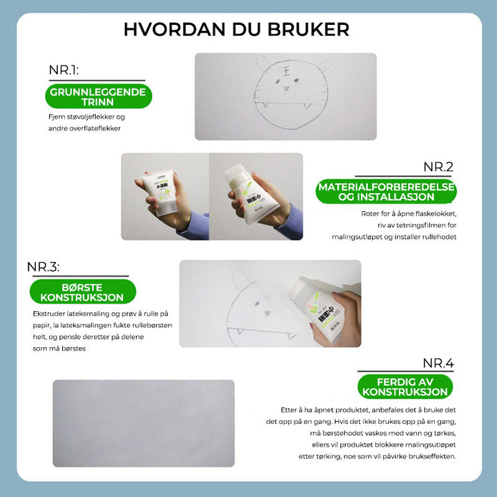 Perfekt, jevn veggflate etter bruk av veggreparasjonspasta. Et rent og friskt resultat for ditt hjem.