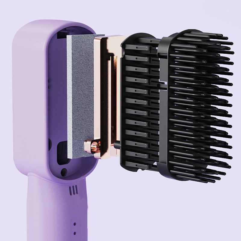 Bærbar og ionisk hårkam for frizzfri hårstyling; uunnværlig reiseutstyr.
