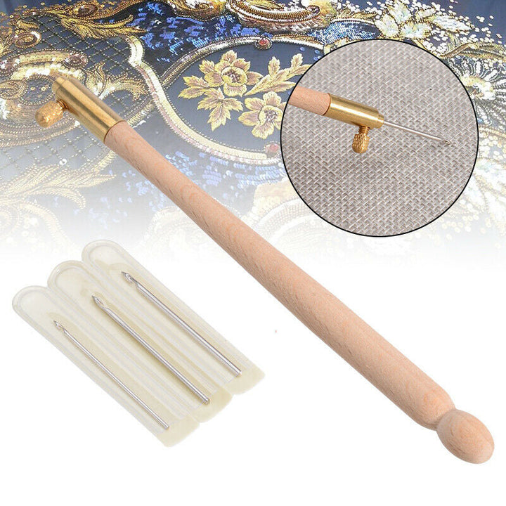 Sett med brodernåler for tambur- og perlebroderi, ideelt for unike og detaljerte design.