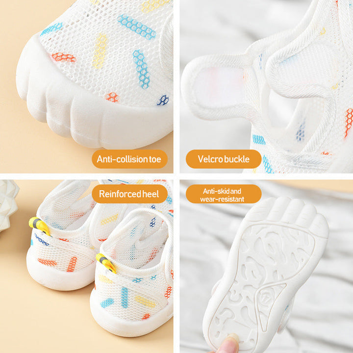 Praktiske borrelåssko for småbarn, unisex og sklisikre. Ideelle lette komfortsko som støtter babyens første skritt.