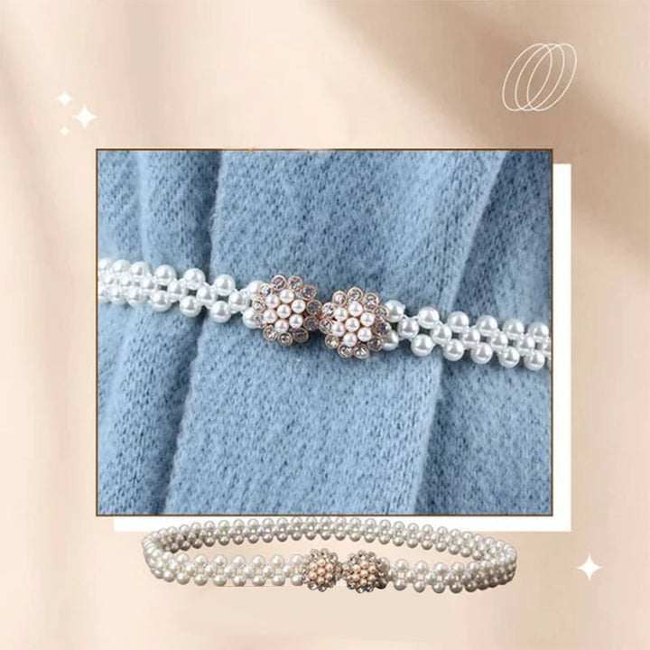 Midjebelte i perler og rhinestones, elastisk for komfort og elegant stil til kvinner.