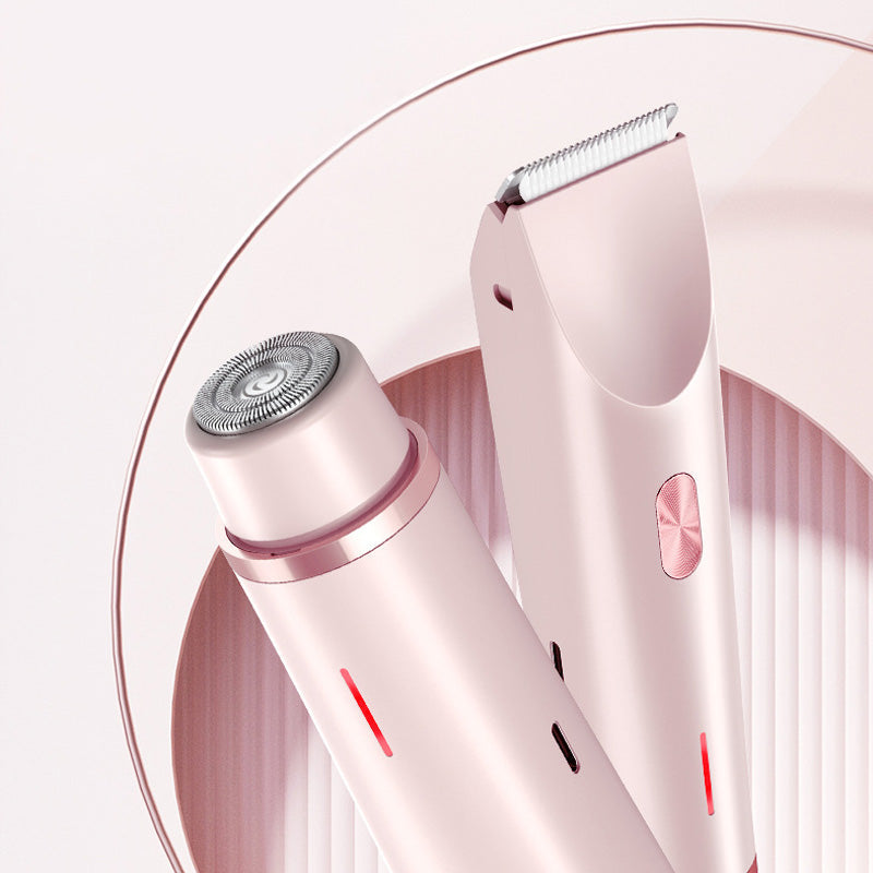 Elegant, elektrisk hårtrimmer for kvinner. Doble hoder for skånsom kroppspleie.