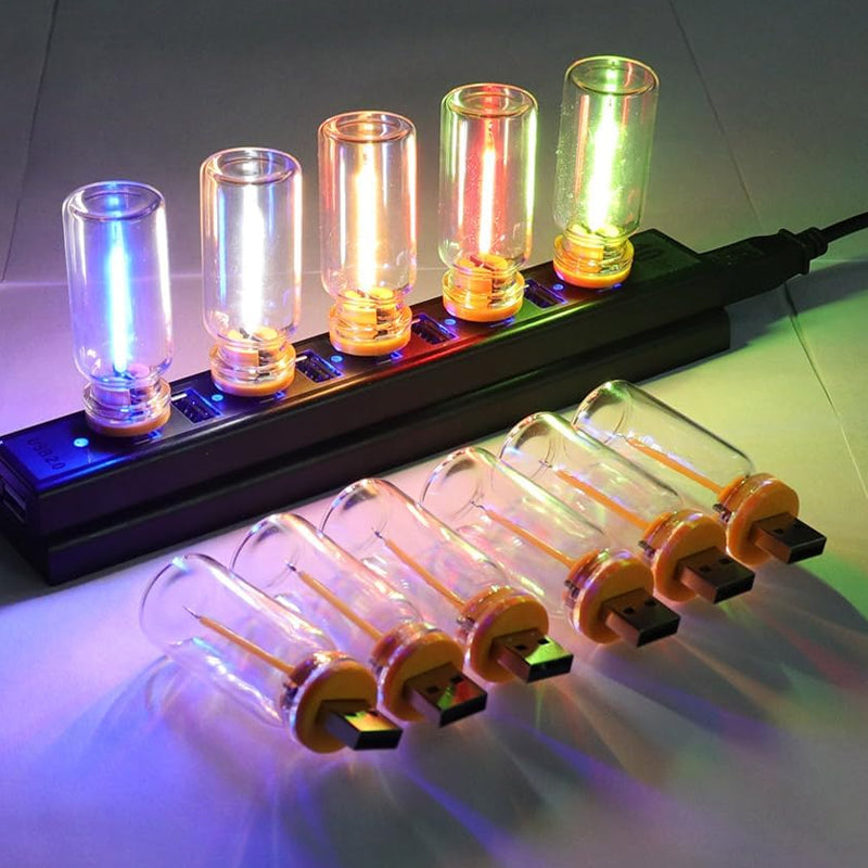 Moderne nattlys for soverommet, fargerikt LED lys i glassflaske, enkel USB-tilkobling og touch-funksjon.
