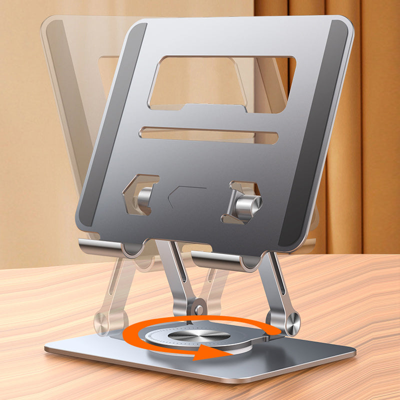 Roterende bærbar holder i aluminium for ergonomisk arbeidsstilling. Justerbar og universal for laptop/nettbrett.