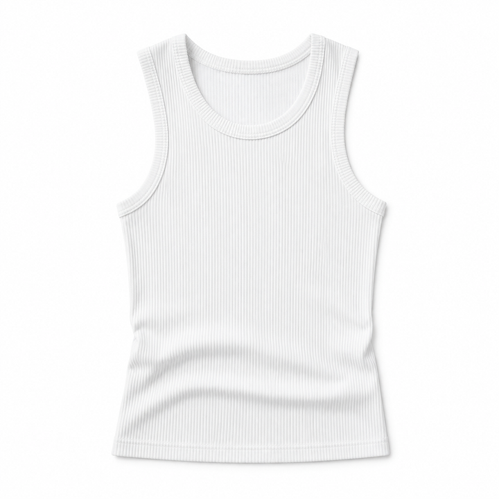 Figurnær herre tanktopp med trendy striper. Ermeløs slim fit topp, perfekt for varme dager og aktivitet.