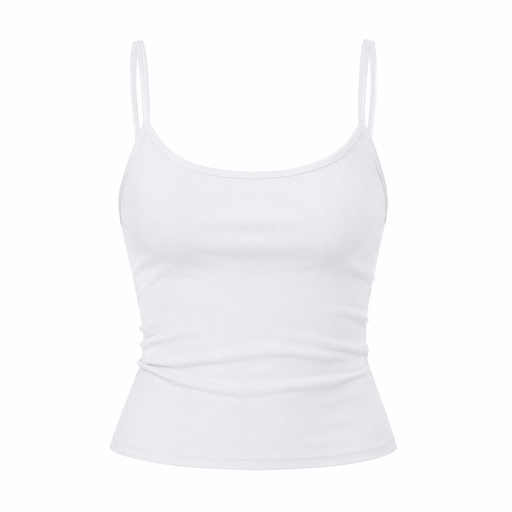 Komfortabel kort crop topp for dame med spagettistropper. Ideell som basisplagg eller trendy sommertopp.