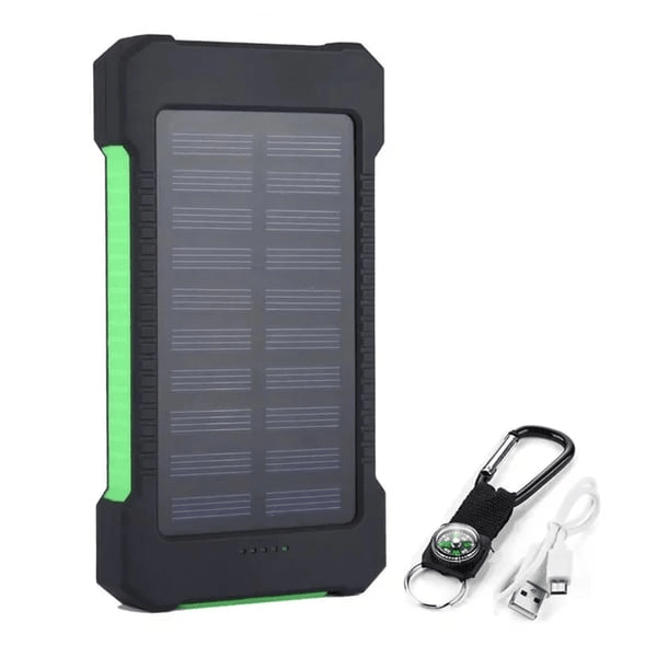 Praktisk mobiltilbehør: Solcelle powerbank klar til bruk for miljøbevisste reisende.