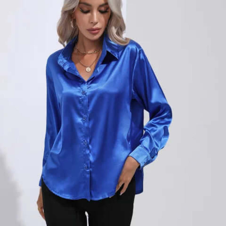 Elegant damebluse med løs passform og lange ermer for kvinner.