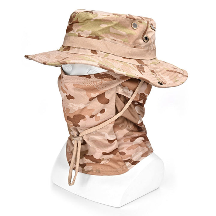 Kamuflasje fjellhatt med solbeskyttelse, unisex. Perfekt for aktive dager med fottur og fiske.