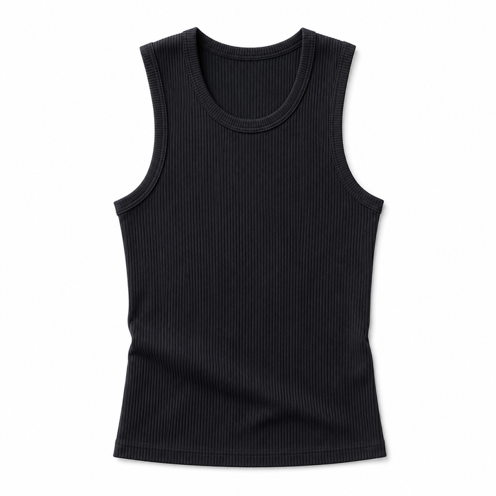 Grå herre muscle fit treningstopp. Komfortabel, figurnær ermeløs topp, perfekt for gym, trening og sporty bruk.