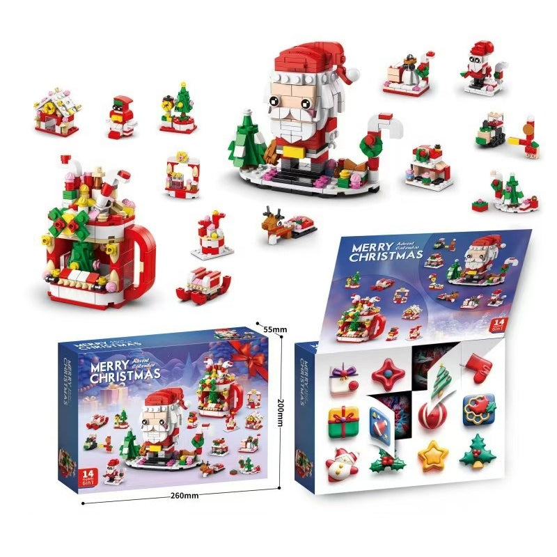 Design av julekalender byggeklosser: Fargerik eske med julemotiv, perfekt gave for barn.