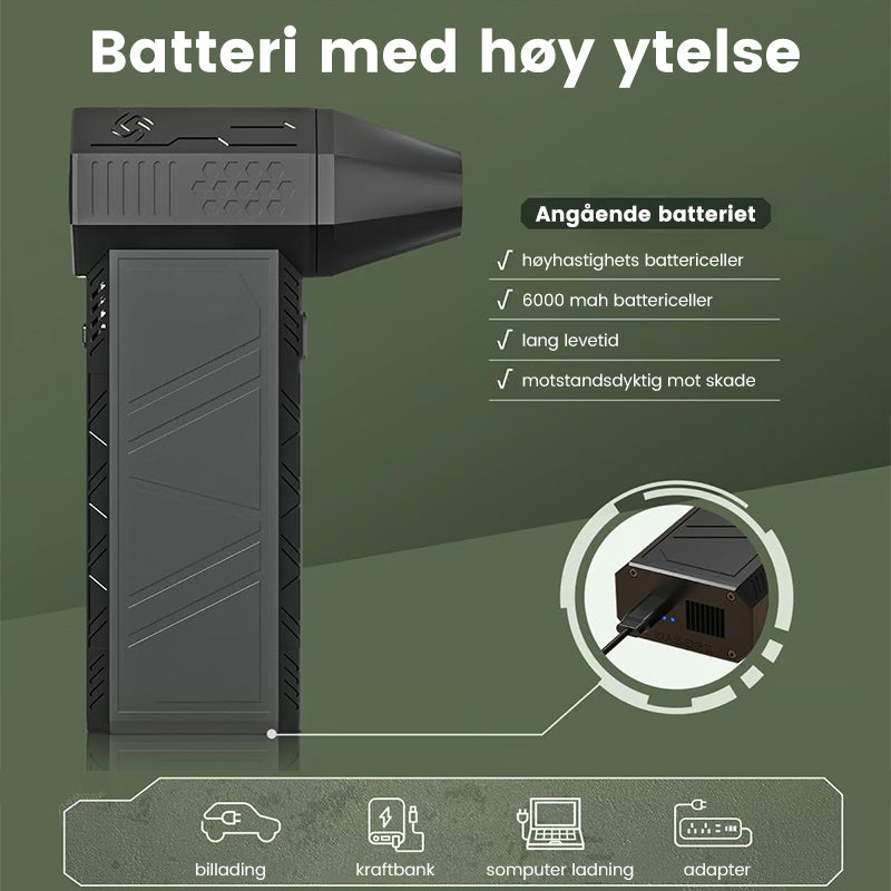 Mini jetvifte rengjør verktøy i verkstedet. Bærbar støvblåser, utmerket for hageredskap og elektronikk.