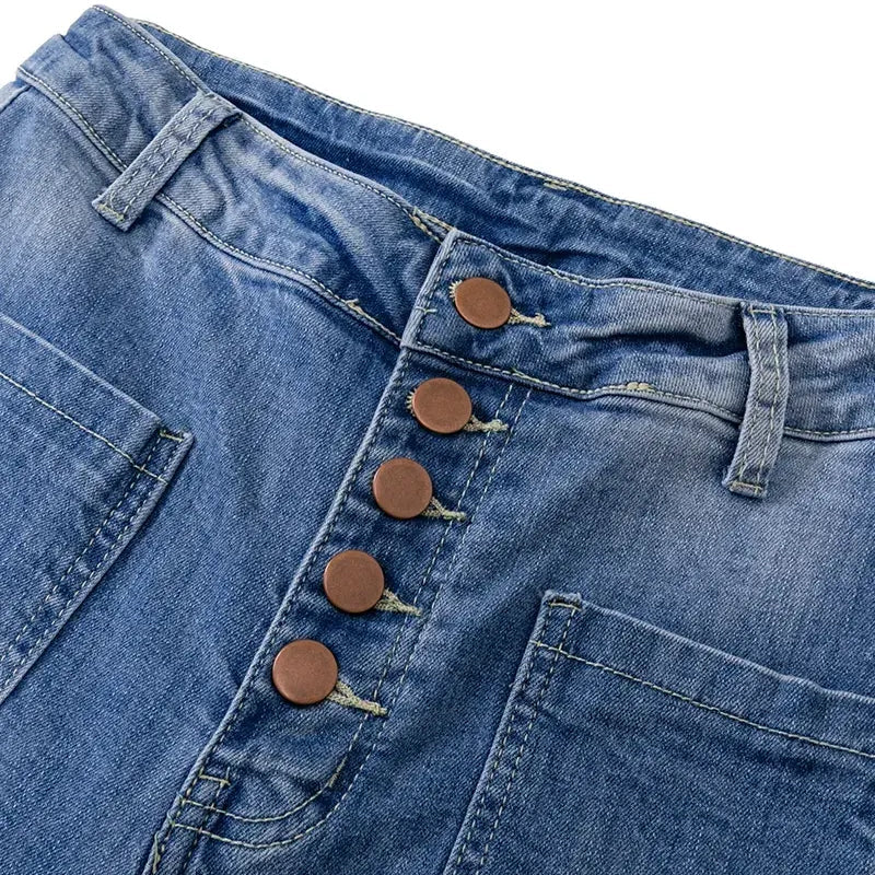 Shaping flare jeans for damer, i blått med høy midje og trendy design.