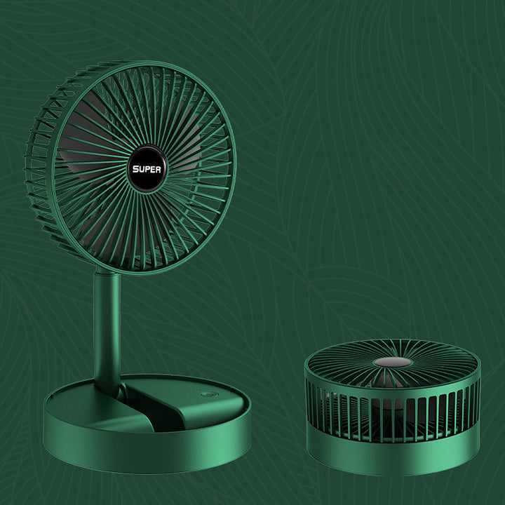 Elegant perlehvit teleskopisk vifte, stillegående og kompakt design for ethvert rom. Bærbar avkjøling.