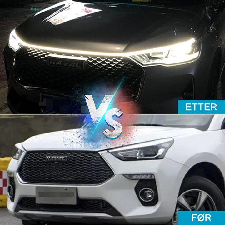 Dynamisk LED-stripe bilpanser, vanntett bilbelysning, enkel montering for tuning og styling.