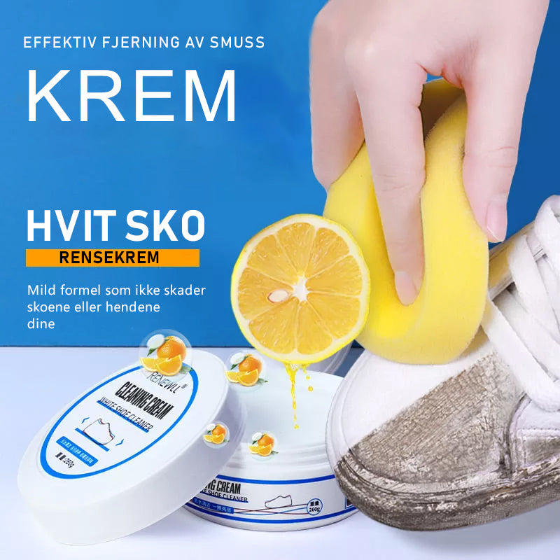 Gi dine hvite sko et nytt liv! Effektiv skorens som gjenoppretter fargen og fjerner merker.