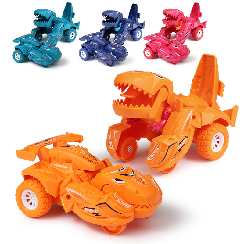 Dynamisk robot dinosaurfigur laget av en transformerende lekebil. Enkel for barn å håndtere og leke med.