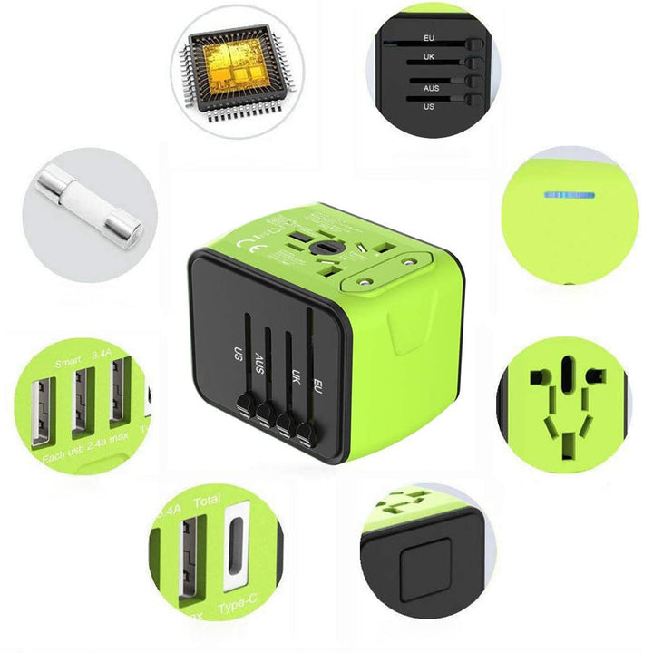 Reiseadapter for verden med USB-ladere, en kompakt løsning for alle dine ladebehov.