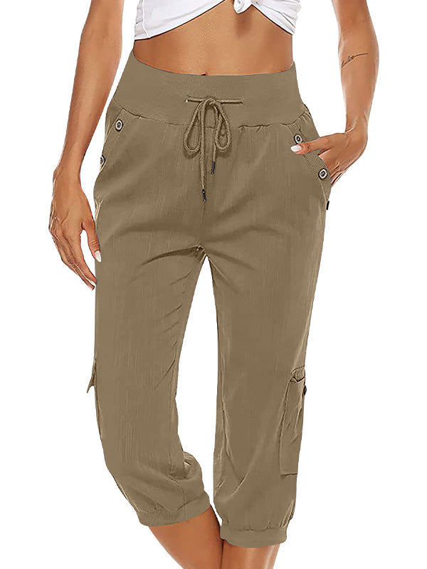 Casual khaki Dame Kaja bukser for en avslappet, men chic look. Komfortable og trendy hverdagsbukser.