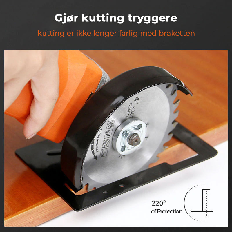 Solid stålbrakett justerbar vinkelsliper holder. Gir stabilitet for nøyaktig kapping og sliping.