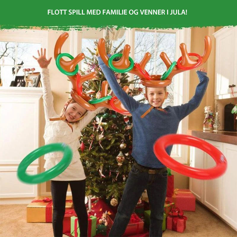 Oppblåsbart ringkast spill med julegevir design, en gøyal vinterlek.