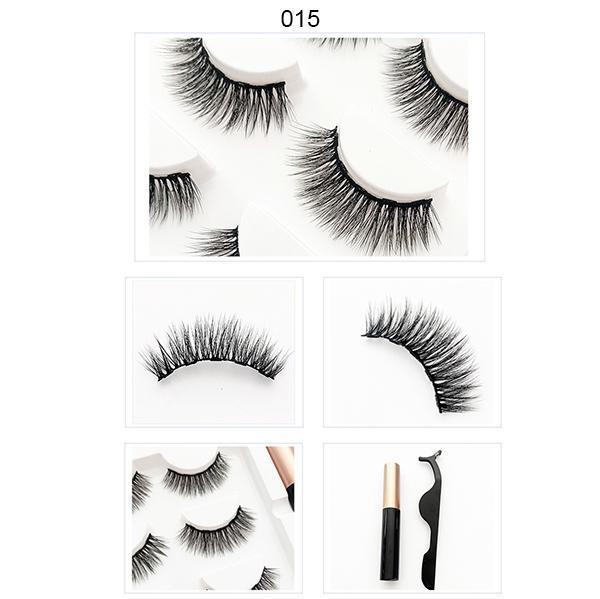 Ulike stiler av magnetiske øyevipper for naturlig look, komplett med eyeliner. Enkel sminke.
