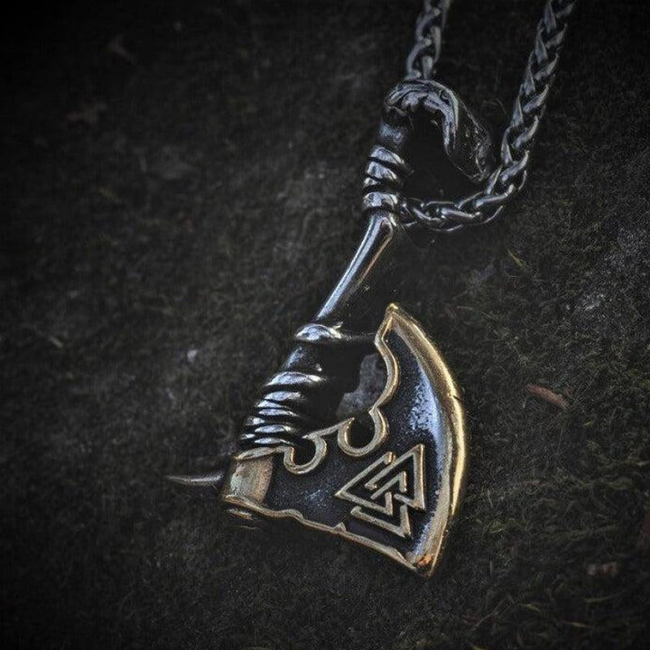 Vikingøks anheng på langt rustfritt stål kjede, unisex nordisk smykke som passer for både herre og dame.