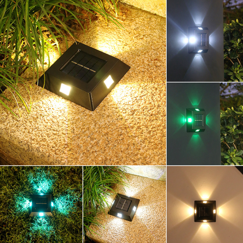 Enkel montering solcellelampe. Veggmontert utendørs LED lampe for gårdsplass og hagebelysning. Vanntett og effektiv.