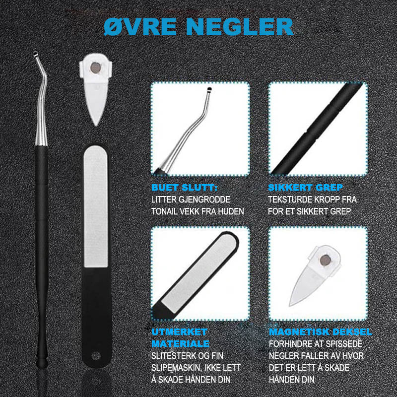 Spesialdesignet negleklipper for vanskelige tykke tånegler. Gir presisjonsklipp for hjemmebruk.