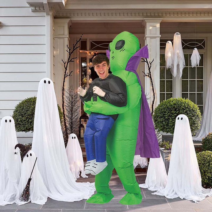 Kult oppblåsbart romvesenkostyme for Halloween, passer både barn og voksne.