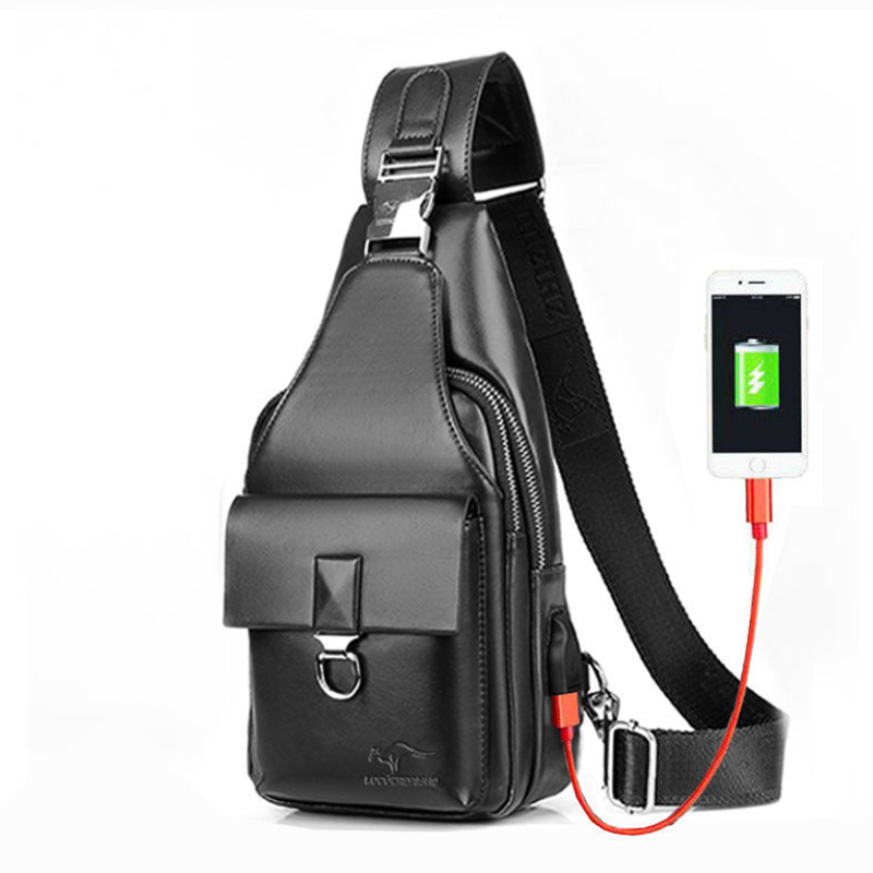 Moderne herreveske i PU-lær, stilfullt design med praktiske funksjoner og USB-lading.