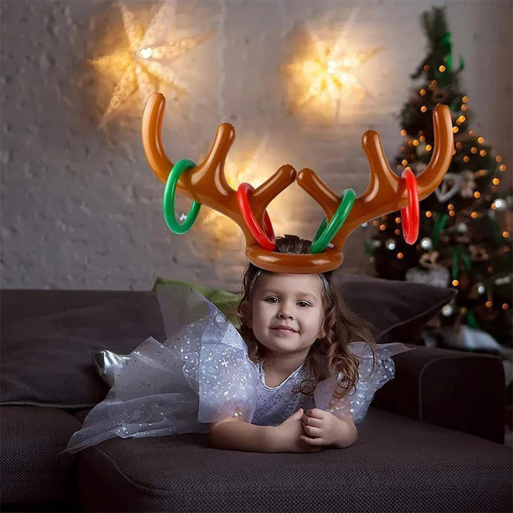 Julefest lek: Oppblåsbart gevir ringkast spill, perfekt for familieaktiviteter.